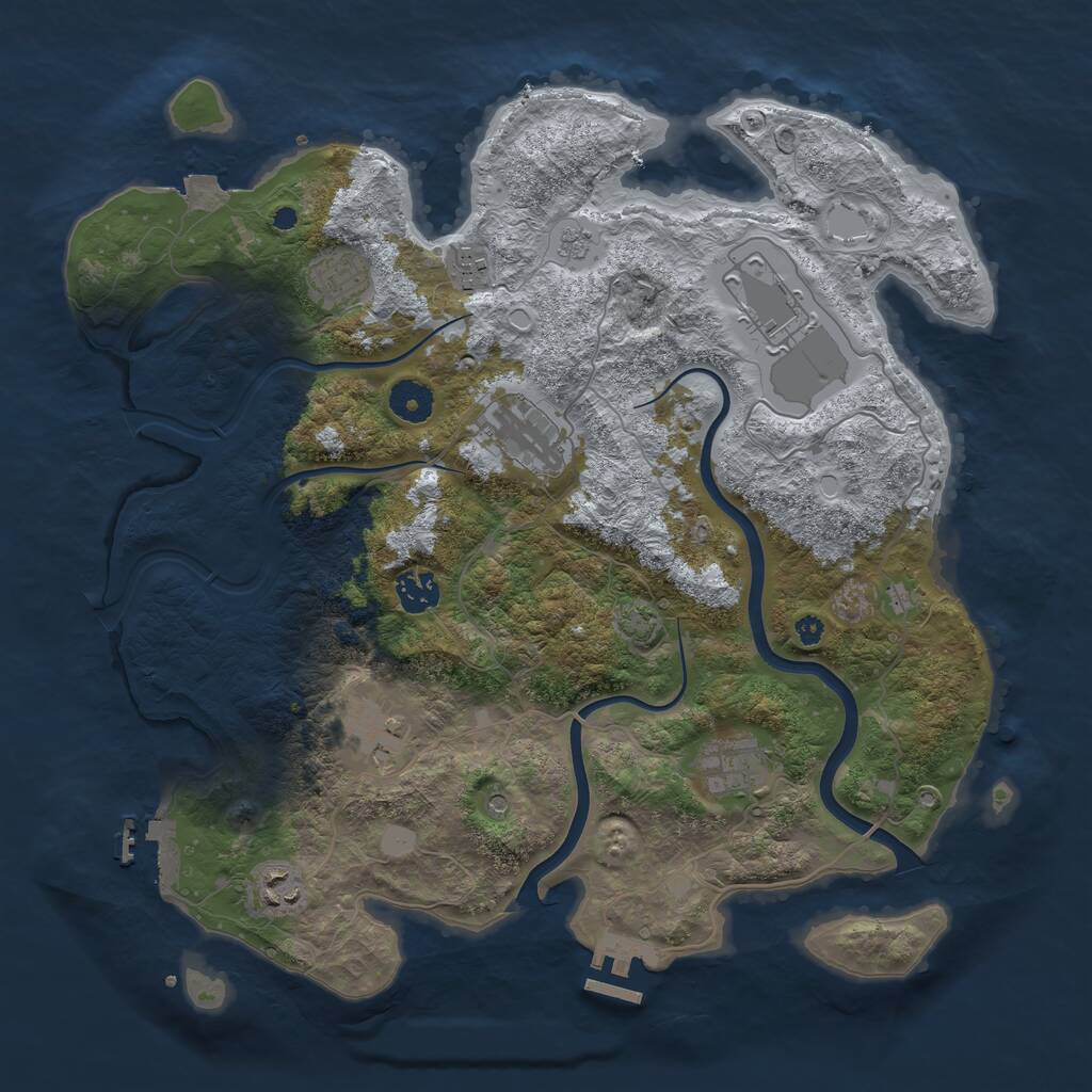 Rust Map: Procedural Map, Size: 3800, Seed: 1436016433, 14 Monuments