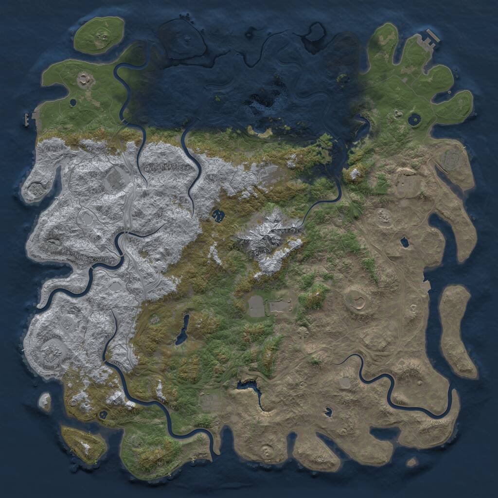 Rust Map: Procedural Map, Size: 6000, Seed: 124021, 17 Monuments