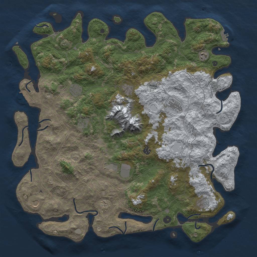 Rust Map: Procedural Map, Size: 5000, Seed: 202, 20 Monuments
