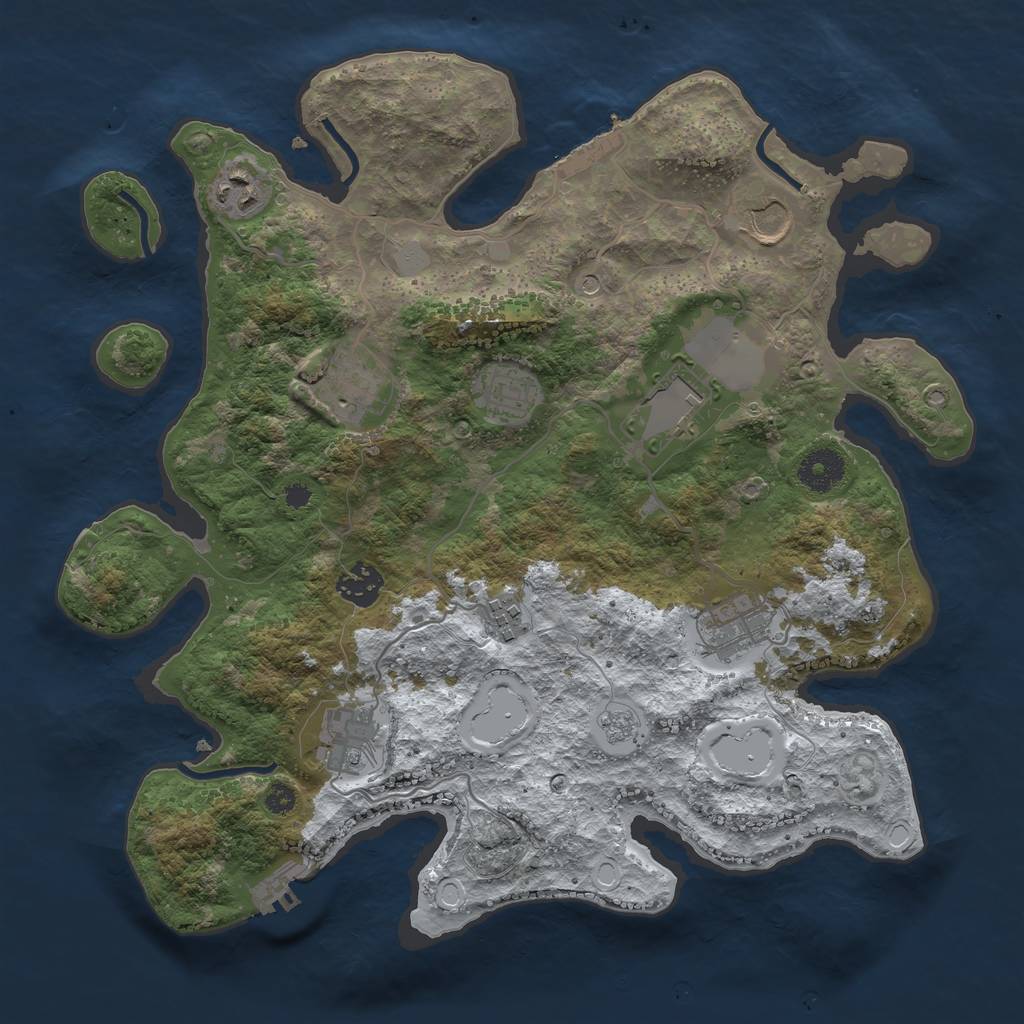 Rust Map: Procedural Map, Size: 3500, Seed: 670519, 18 Monuments