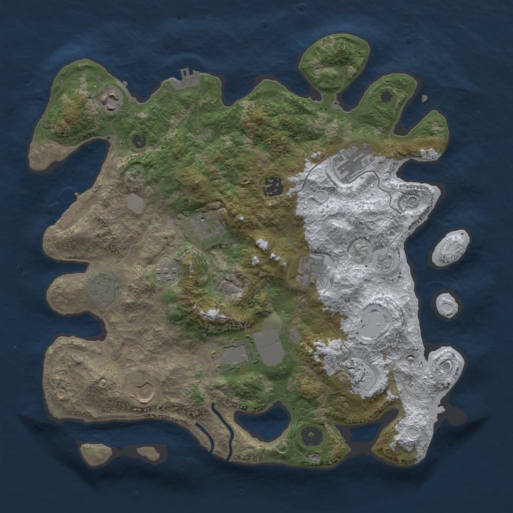 Rust Map: Procedural Map, Size: 3700, Seed: 1884874058, 19 Monuments