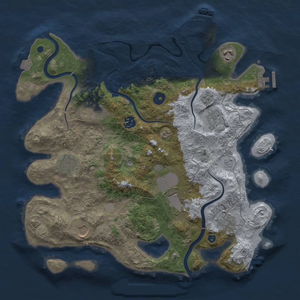 Rust Map: Procedural Map, Size: 3700, Seed: 1884874058, 15 Monuments