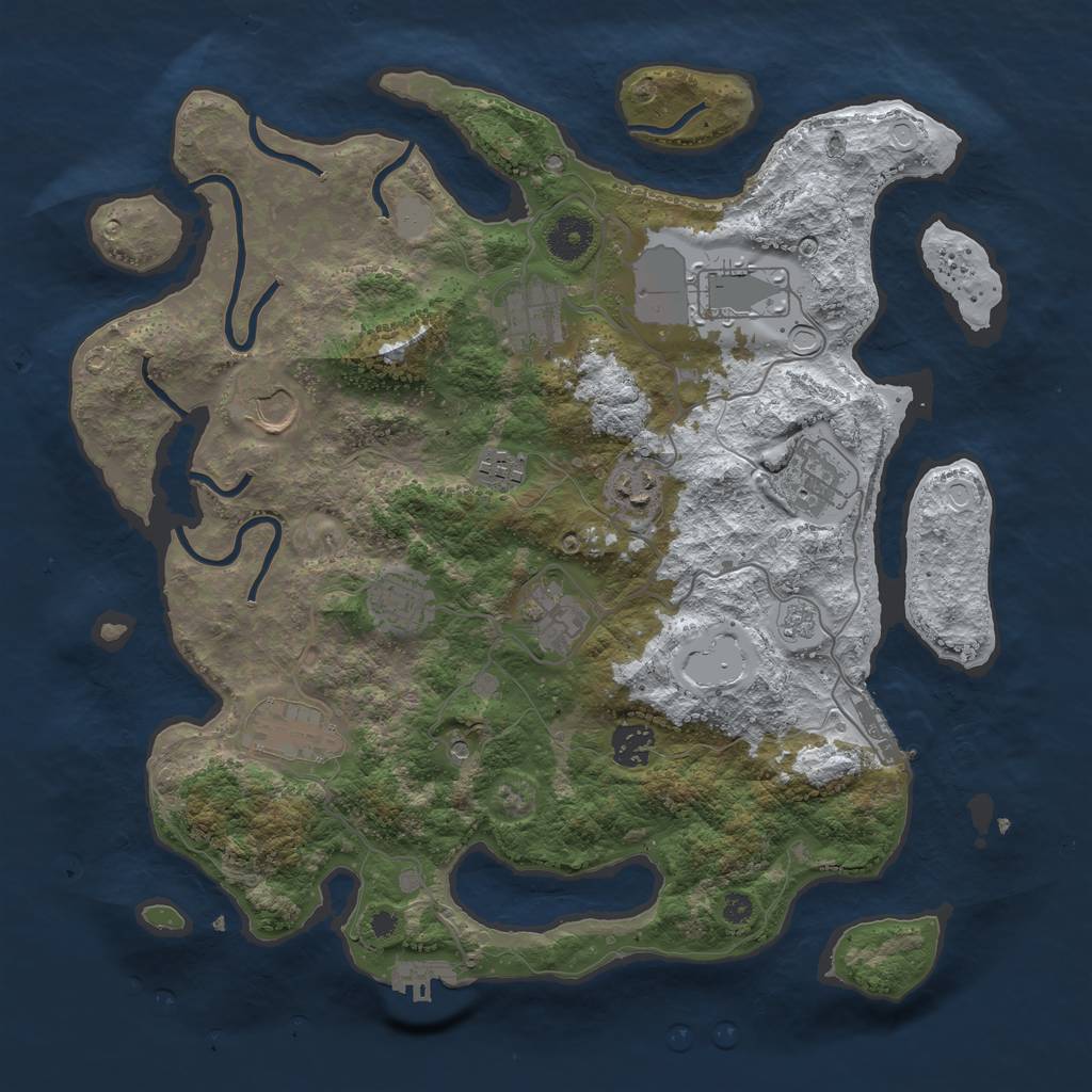 Rust Map: Procedural Map, Size: 3700, Seed: 275227290, 19 Monuments