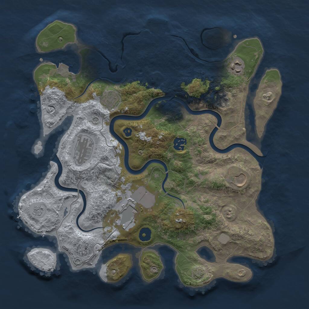 Rust Map: Procedural Map, Size: 3500, Seed: 495652815, 12 Monuments