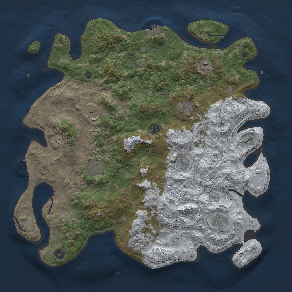 Rust Map: Procedural Map, Size: 4300, Seed: 505, 18 Monuments
