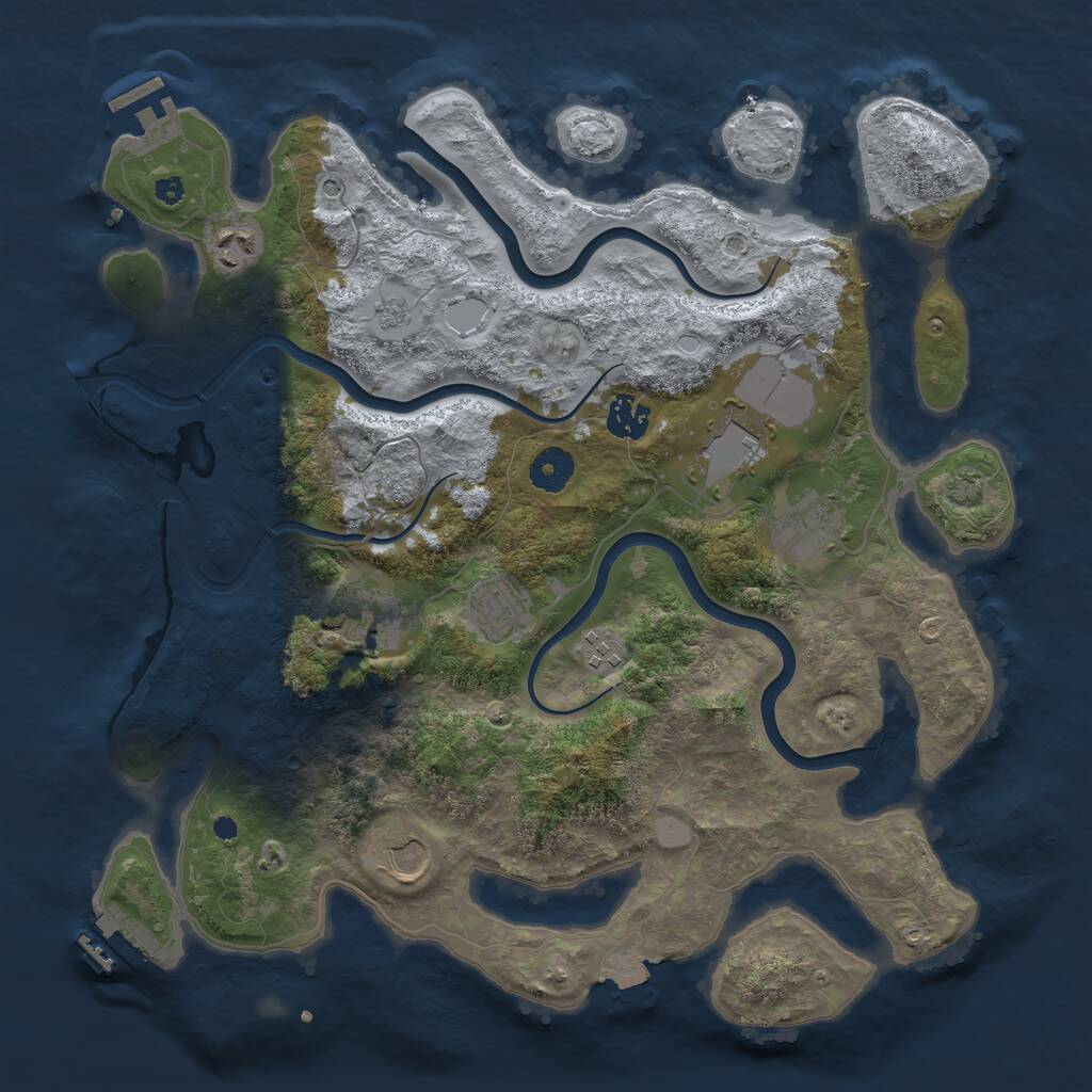 Rust Map: Procedural Map, Size: 3750, Seed: 807378498, 14 Monuments