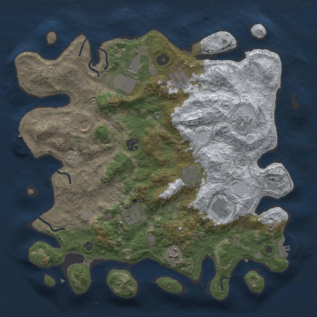Rust Map: Procedural Map, Size: 3850, Seed: 1840371357, 19 Monuments