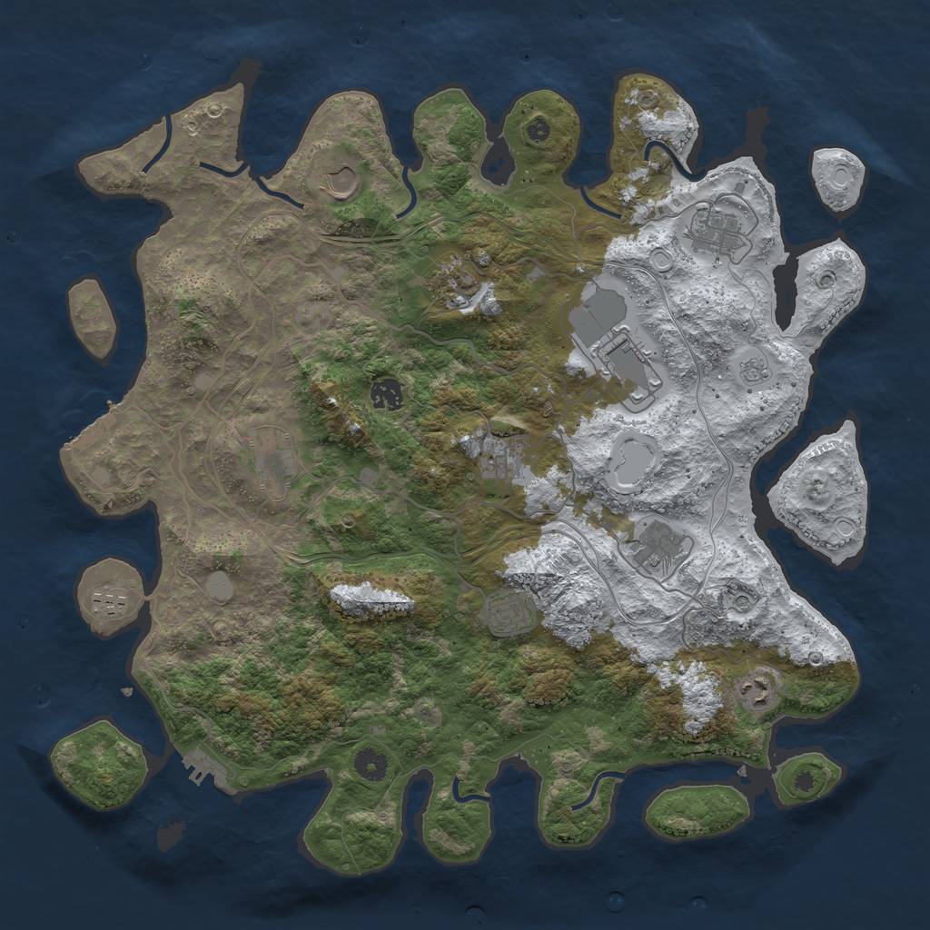 Rust Map: Procedural Map, Size: 4250, Seed: 3855557, 20 Monuments