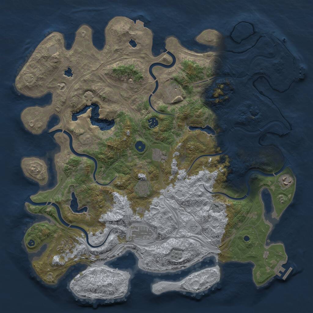 Rust Map: Procedural Map, Size: 4500, Seed: 1251394, 14 Monuments