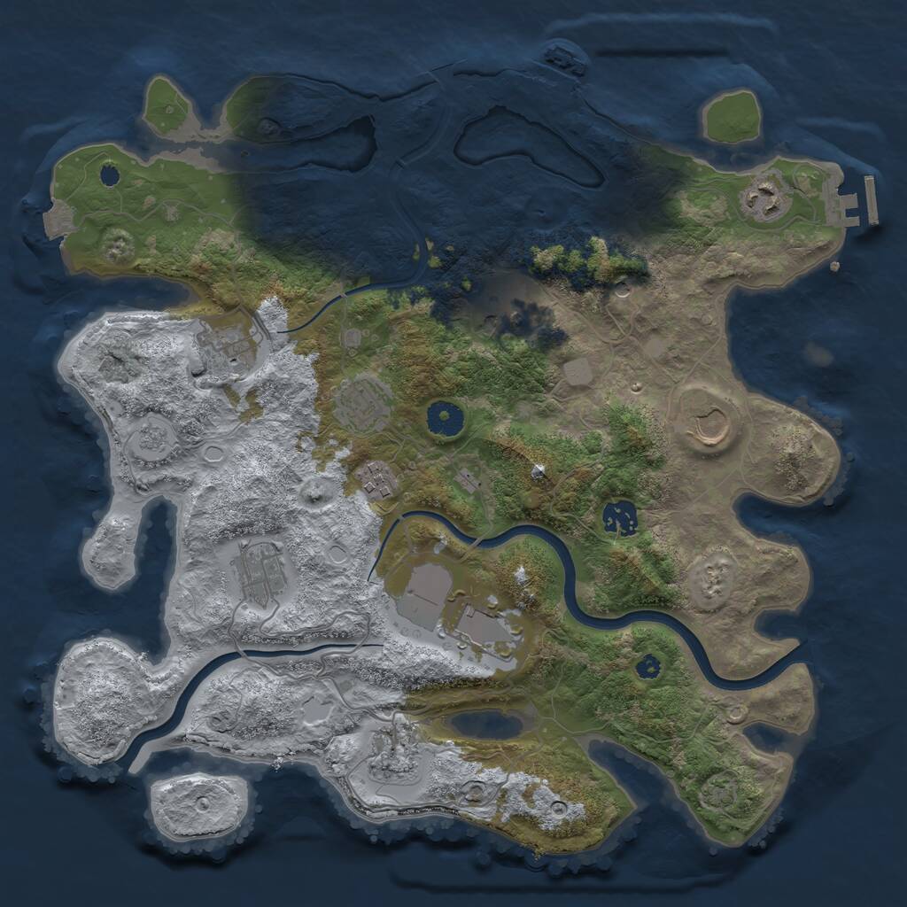 Rust Map: Procedural Map, Size: 3750, Seed: 659456905, 16 Monuments