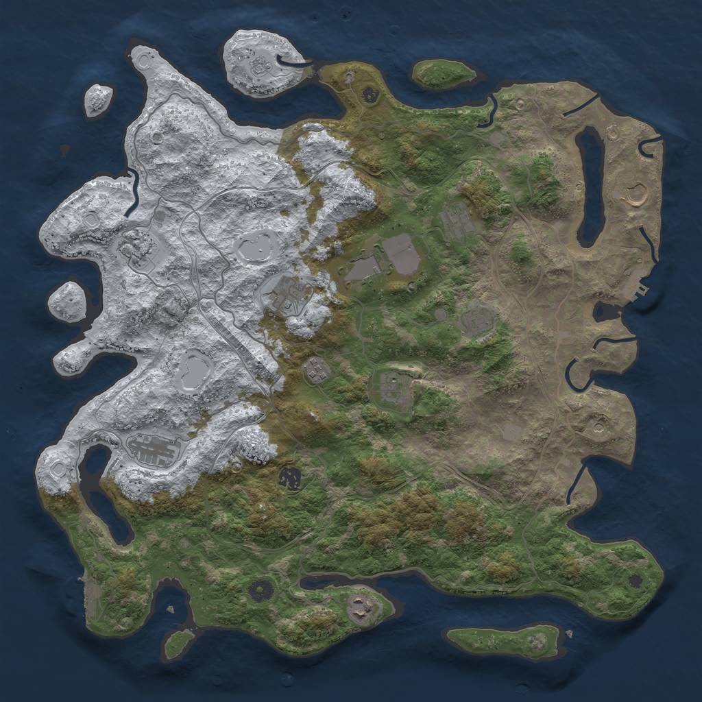 Rust Map: Procedural Map, Size: 4500, Seed: 190144928, 20 Monuments
