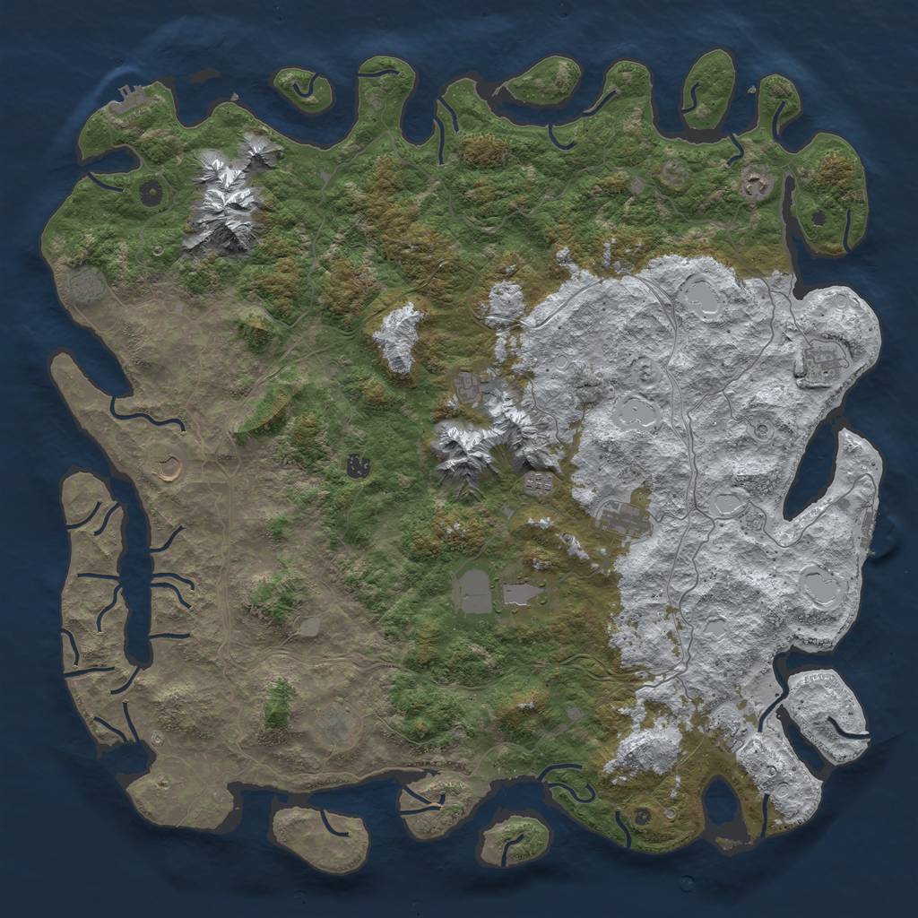 Rust Map: Procedural Map, Size: 5500, Seed: 2038665528, 20 Monuments