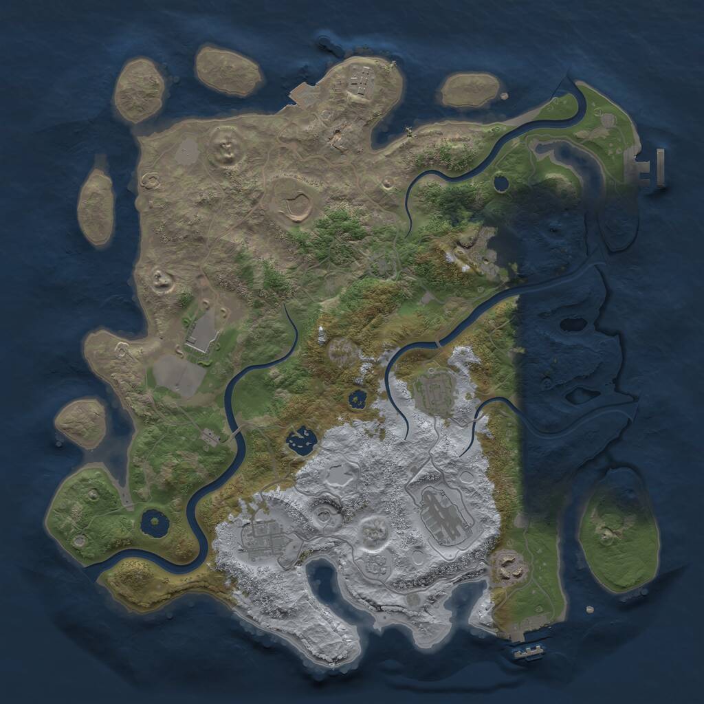 Rust Map: Procedural Map, Size: 3750, Seed: 288214063, 15 Monuments