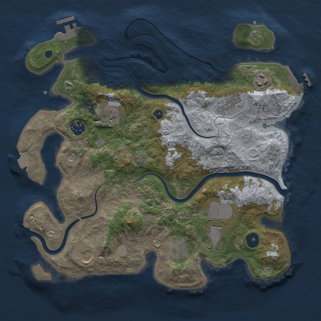 Rust Map: Procedural Map, Size: 3500, Seed: 316649232, 14 Monuments