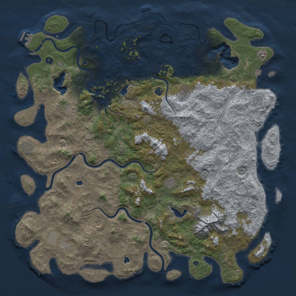 Rust Map: Procedural Map, Size: 6000, Seed: 1052868375, 17 Monuments