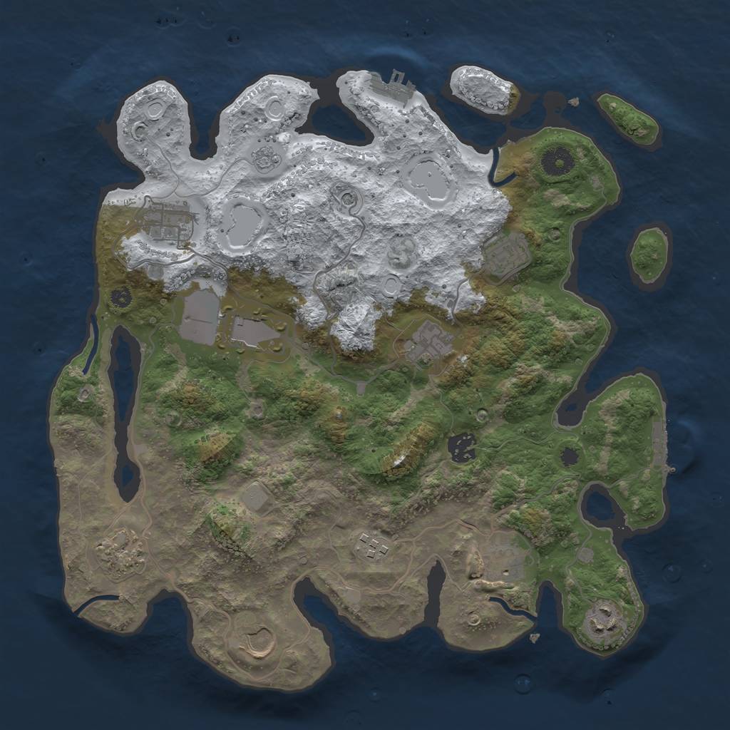 Rust Map: Procedural Map, Size: 3600, Seed: 354744958, 19 Monuments