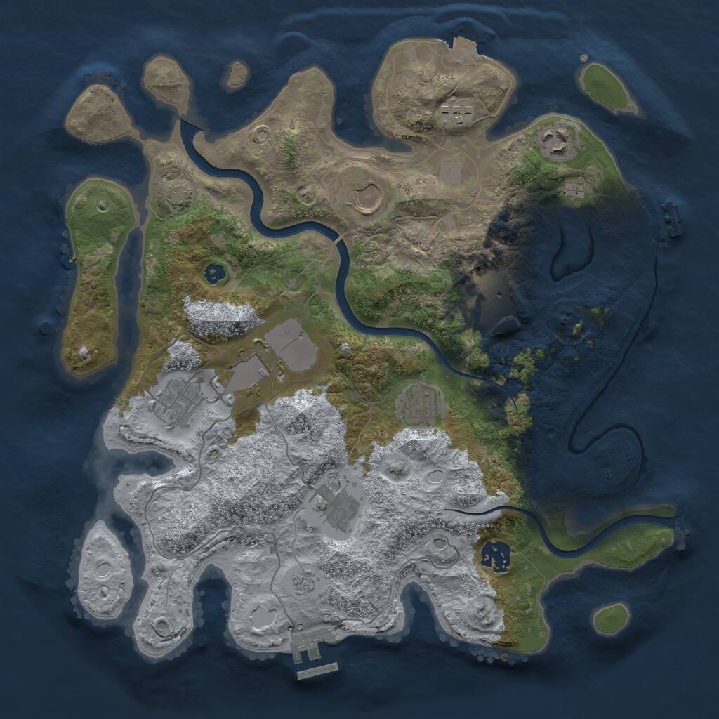Rust Map: Procedural Map, Size: 3500, Seed: 773101065, 15 Monuments