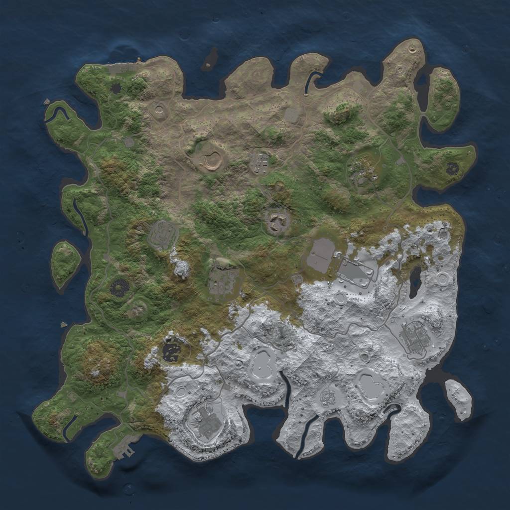 Rust Map: Procedural Map, Size: 4000, Seed: 787108070, 19 Monuments
