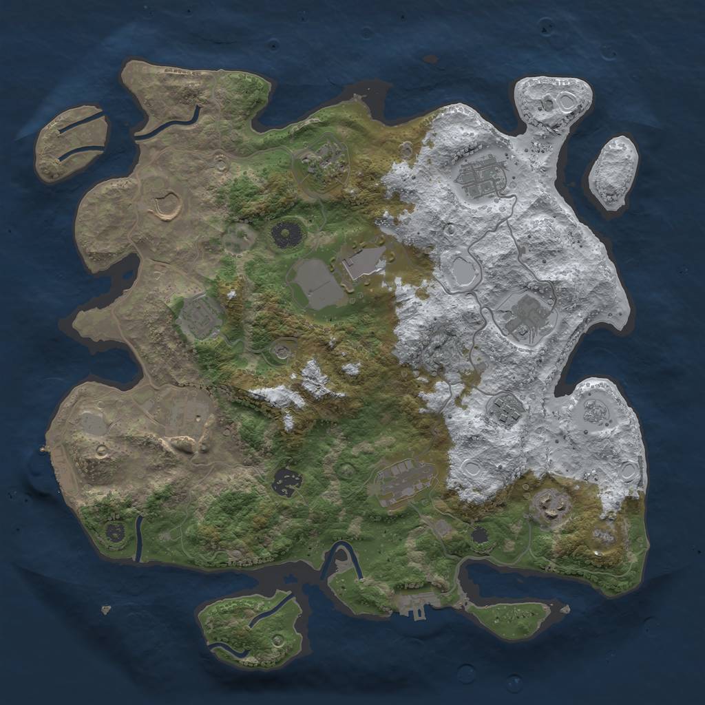 Rust Map: Procedural Map, Size: 3700, Seed: 792599277, 20 Monuments