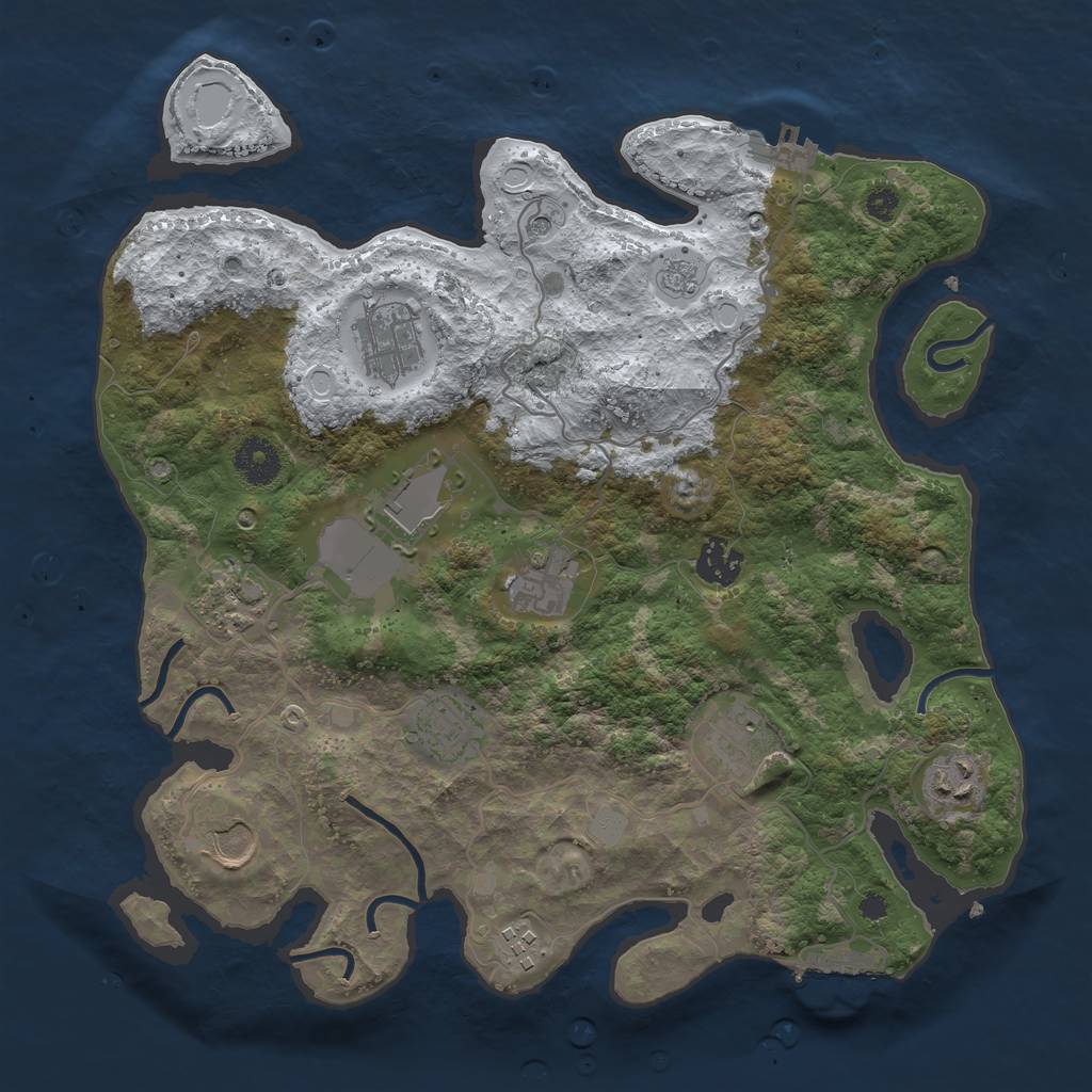 Rust Map: Procedural Map, Size: 3500, Seed: 822985, 19 Monuments