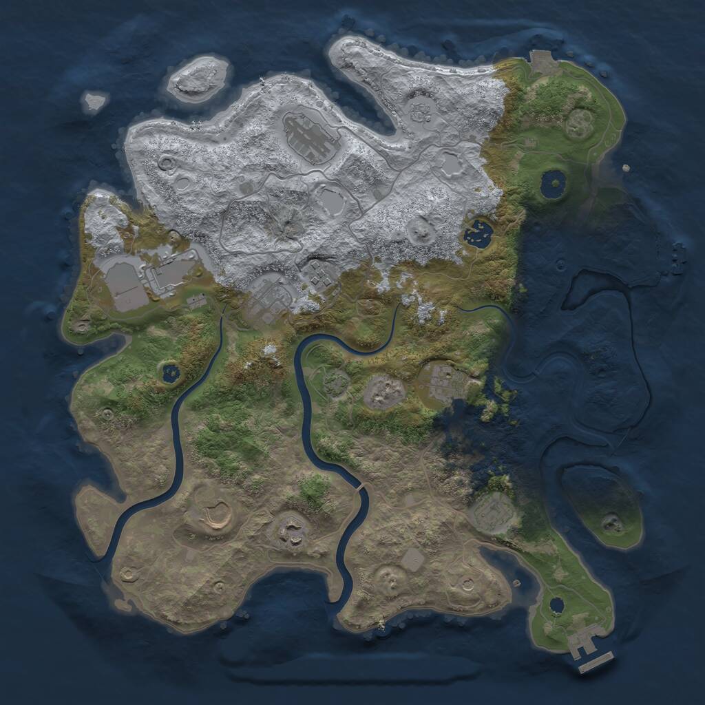 Rust Map: Procedural Map, Size: 3850, Seed: 128527134, 15 Monuments