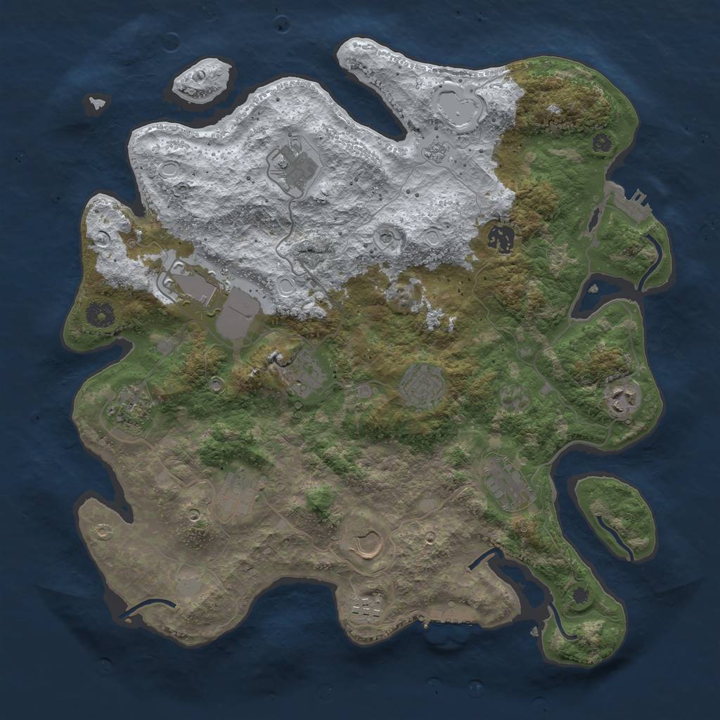 Rust Map: Procedural Map, Size: 3850, Seed: 128527134, 20 Monuments