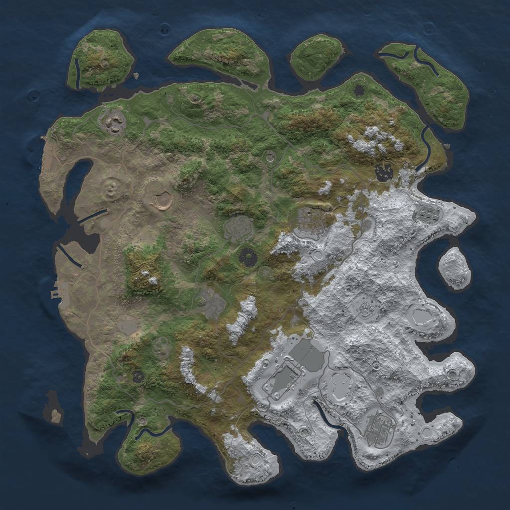 Rust Map: Procedural Map, Size: 4000, Seed: 32144549, 18 Monuments