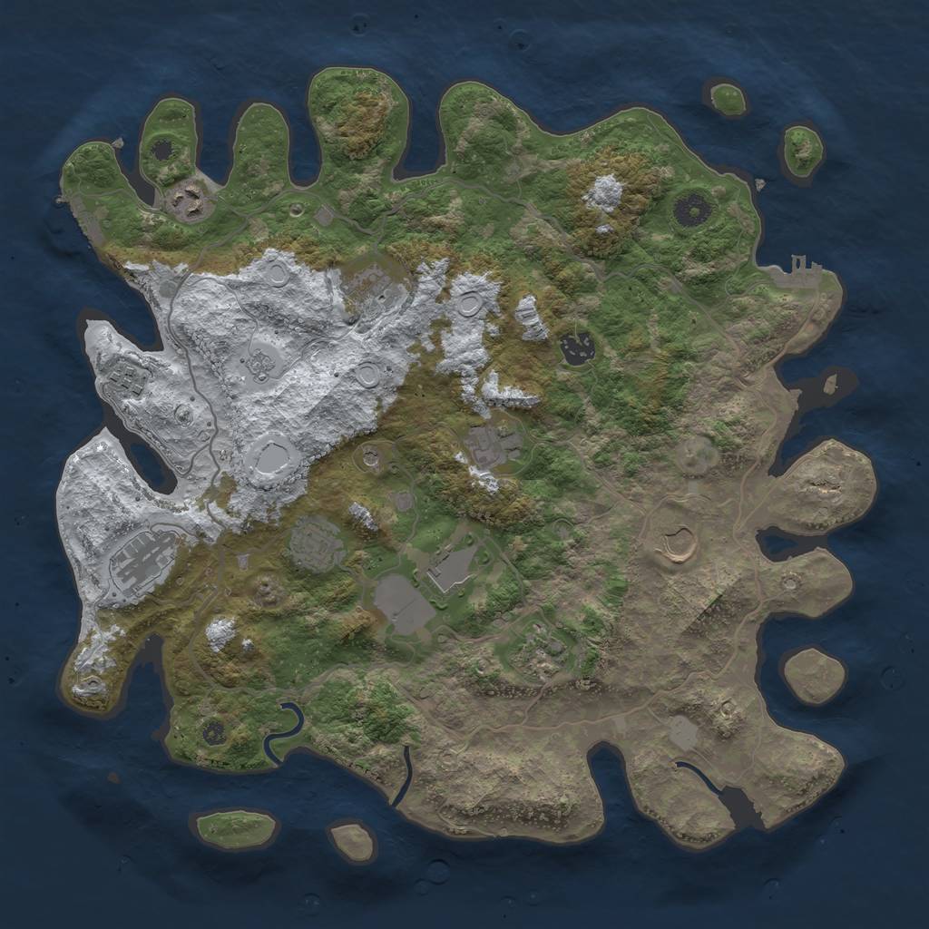 Rust Map: Procedural Map, Size: 4000, Seed: 348595, 19 Monuments