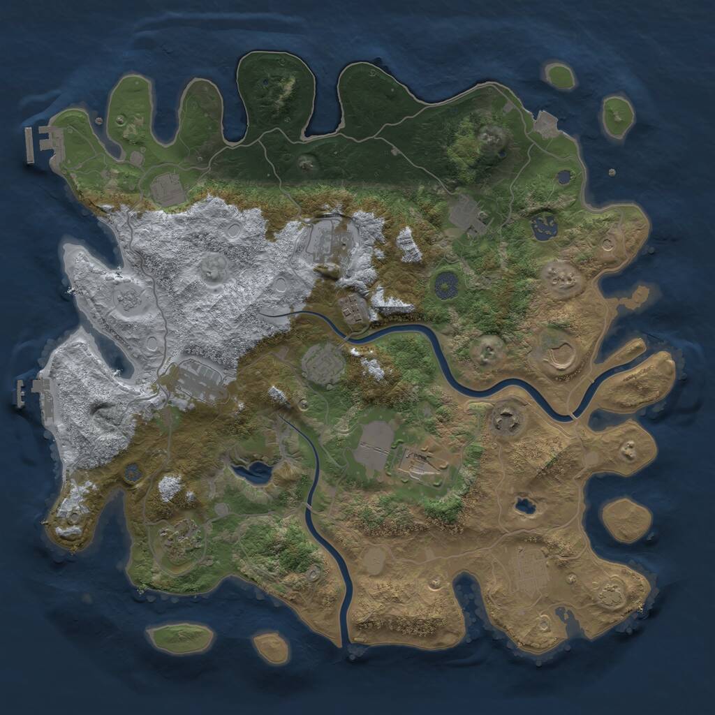 Rust Map: Procedural Map, Size: 4000, Seed: 348595, 17 Monuments