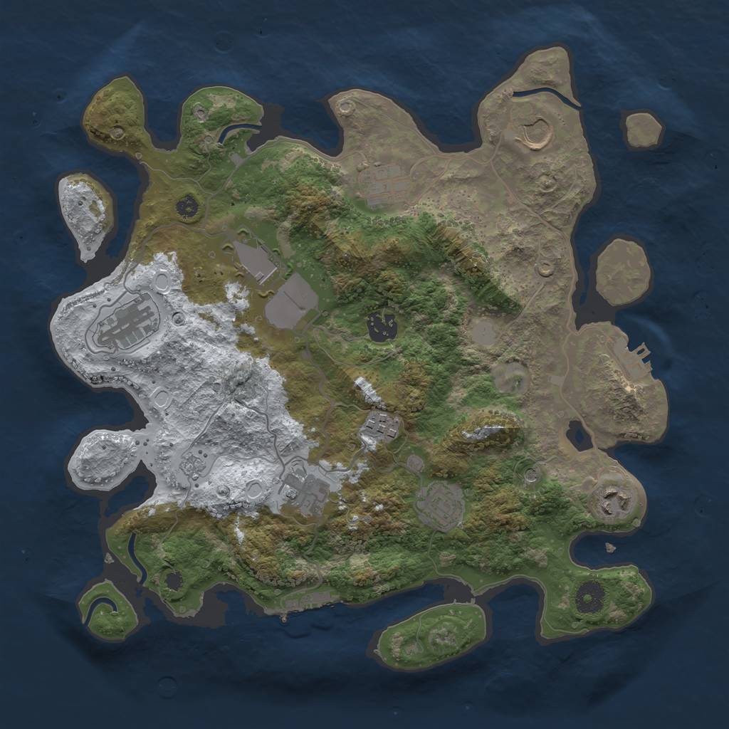 Rust Map: Procedural Map, Size: 3500, Seed: 1098507980, 18 Monuments
