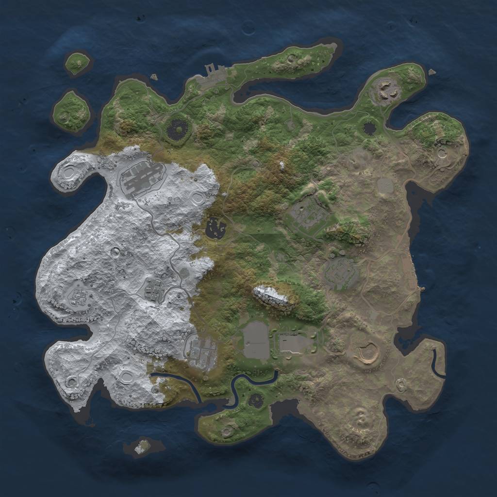 Rust Map: Procedural Map, Size: 3501, Seed: 23665, 18 Monuments