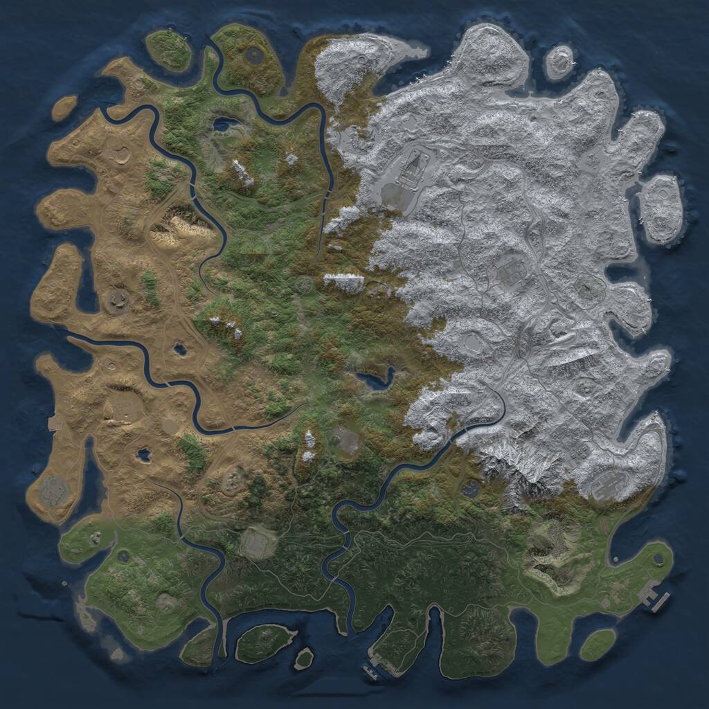 Rust Map: Procedural Map, Size: 6000, Seed: 67213504, 17 Monuments