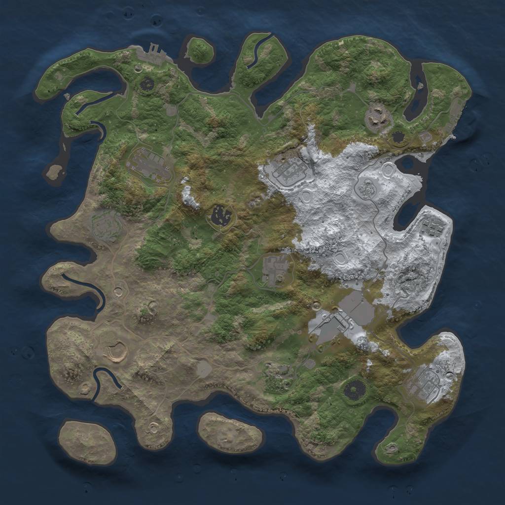 Rust Map: Procedural Map, Size: 3700, Seed: 1506180297, 20 Monuments