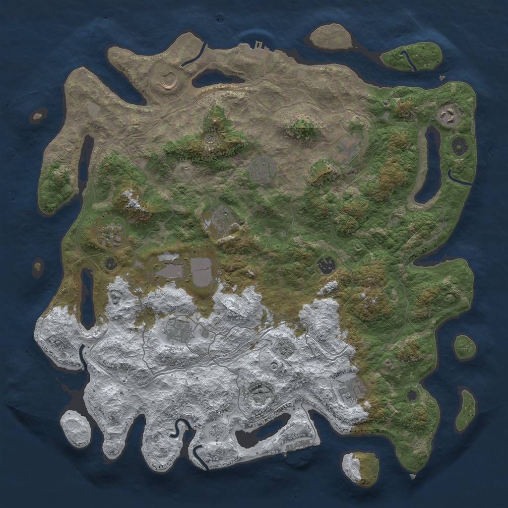 Rust Map: Procedural Map, Size: 4500, Seed: 1232713008, 20 Monuments