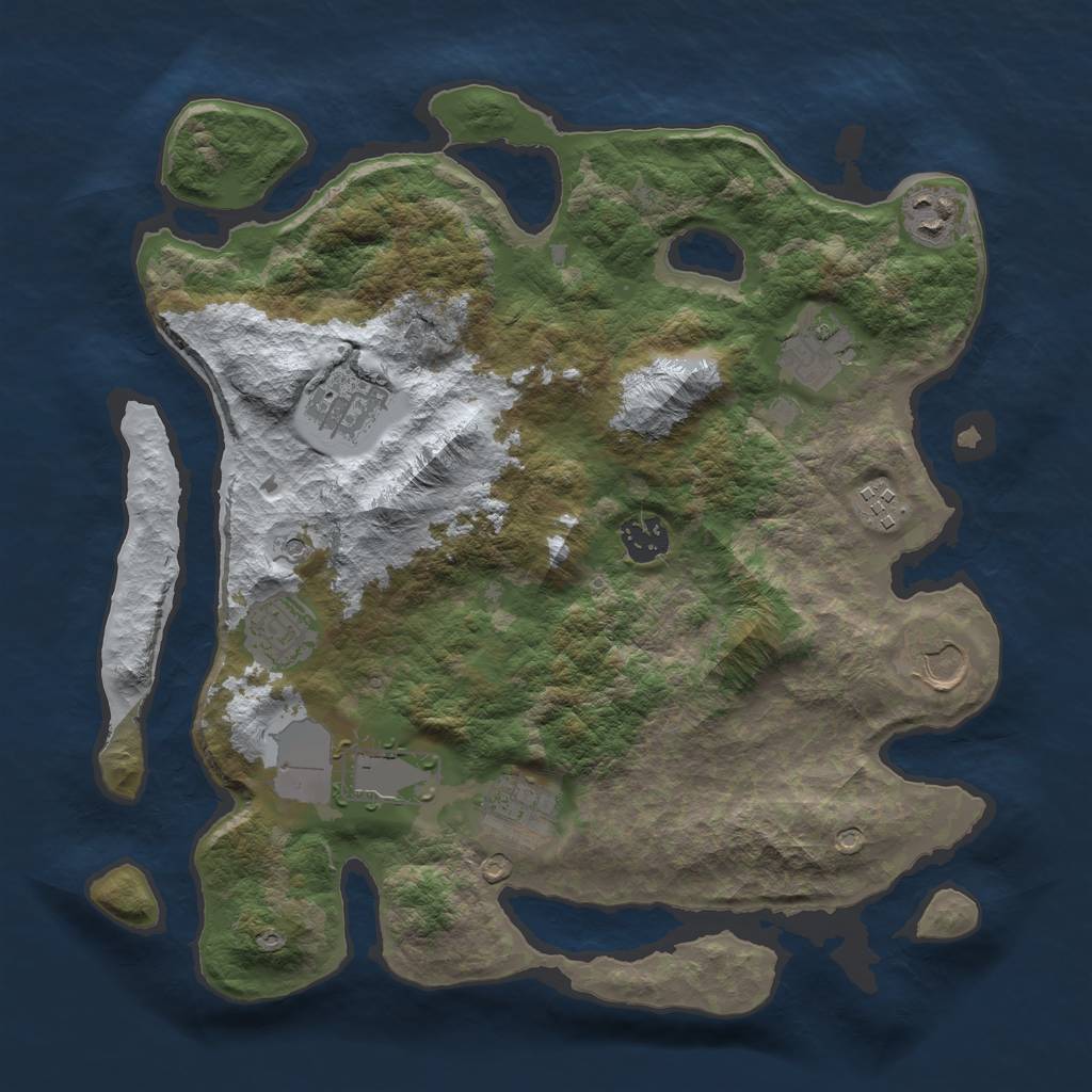 Rust Map: Barren, Size: 3500, Seed: 791, 12 Monuments