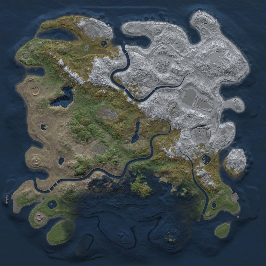 Rust Map: Procedural Map, Size: 4500, Seed: 1610458924, 15 Monuments