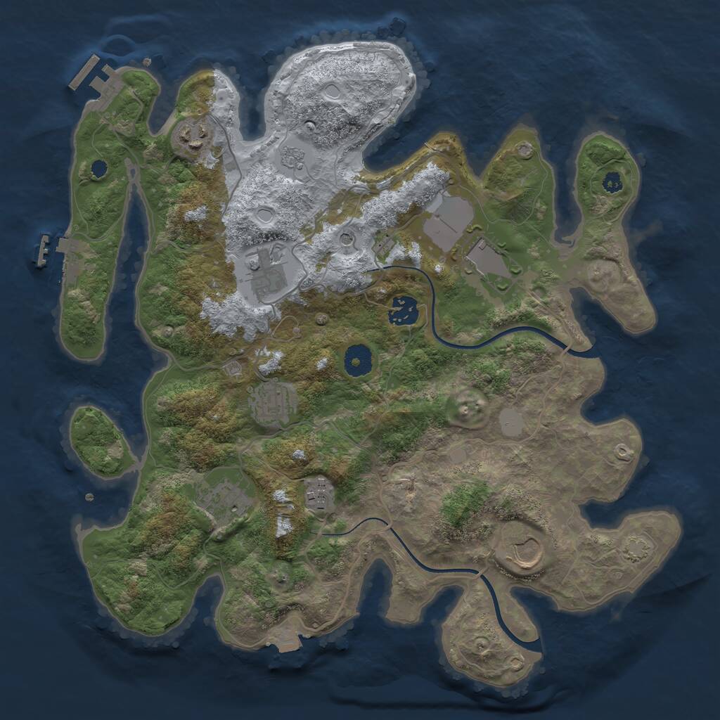 Rust Map: Procedural Map, Size: 3530, Seed: 13923, 14 Monuments
