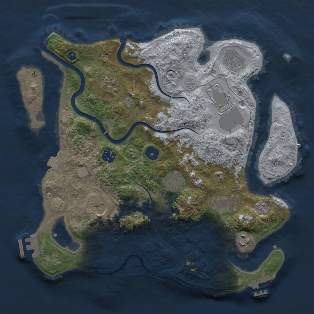 Rust Map: Procedural Map, Size: 3500, Seed: 702245871, 15 Monuments