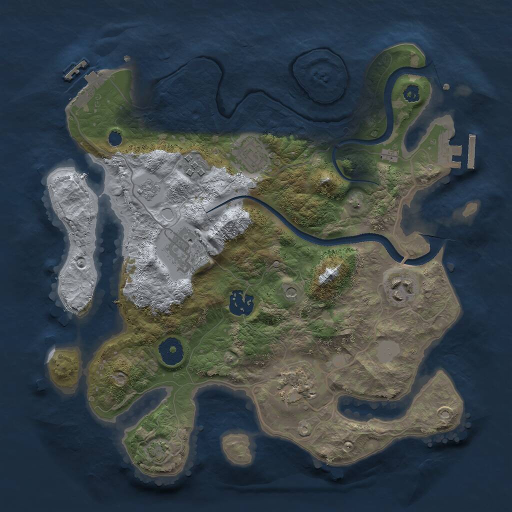 Rust Map: Procedural Map, Size: 3000, Seed: 32437, 12 Monuments