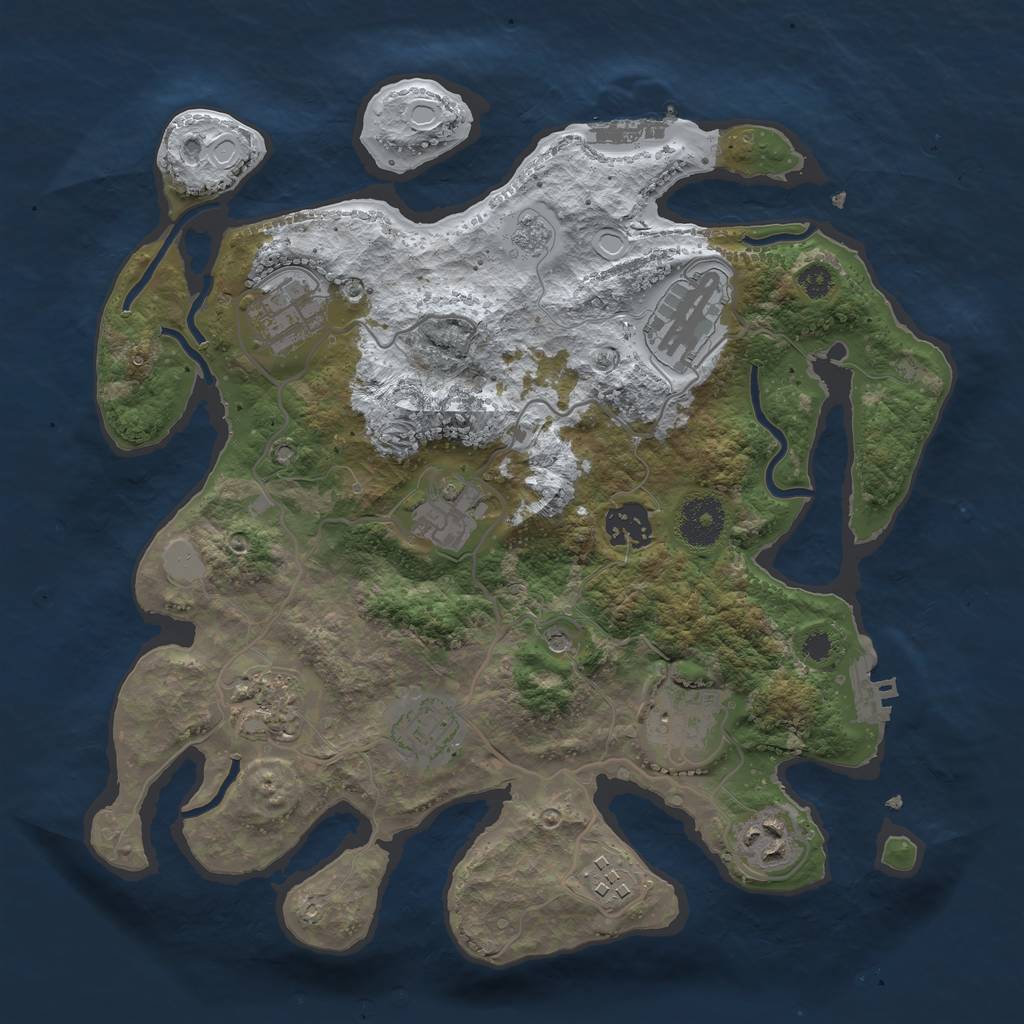 Rust Map: Procedural Map, Size: 3250, Seed: 5394792, 18 Monuments