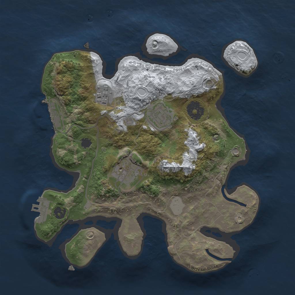 Rust Map: Procedural Map, Size: 2500, Seed: 22842, 10 Monuments