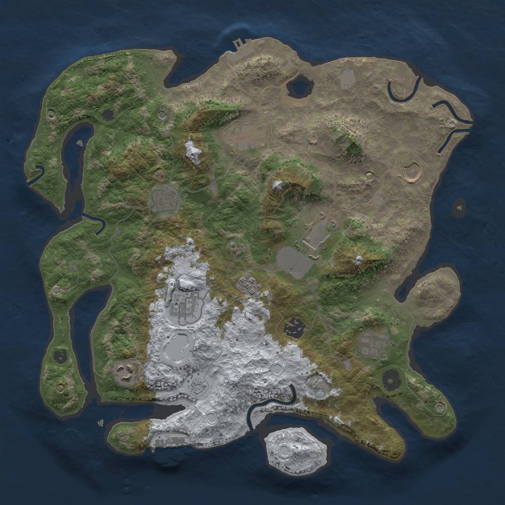 Rust Map: Procedural Map, Size: 3750, Seed: 804764682, 18 Monuments