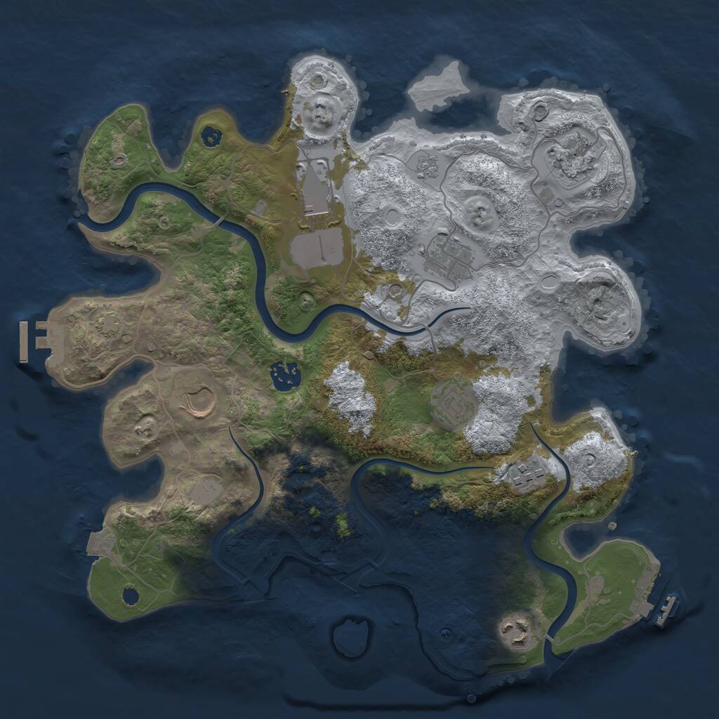 Rust Map: Procedural Map, Size: 3500, Seed: 1378365, 14 Monuments