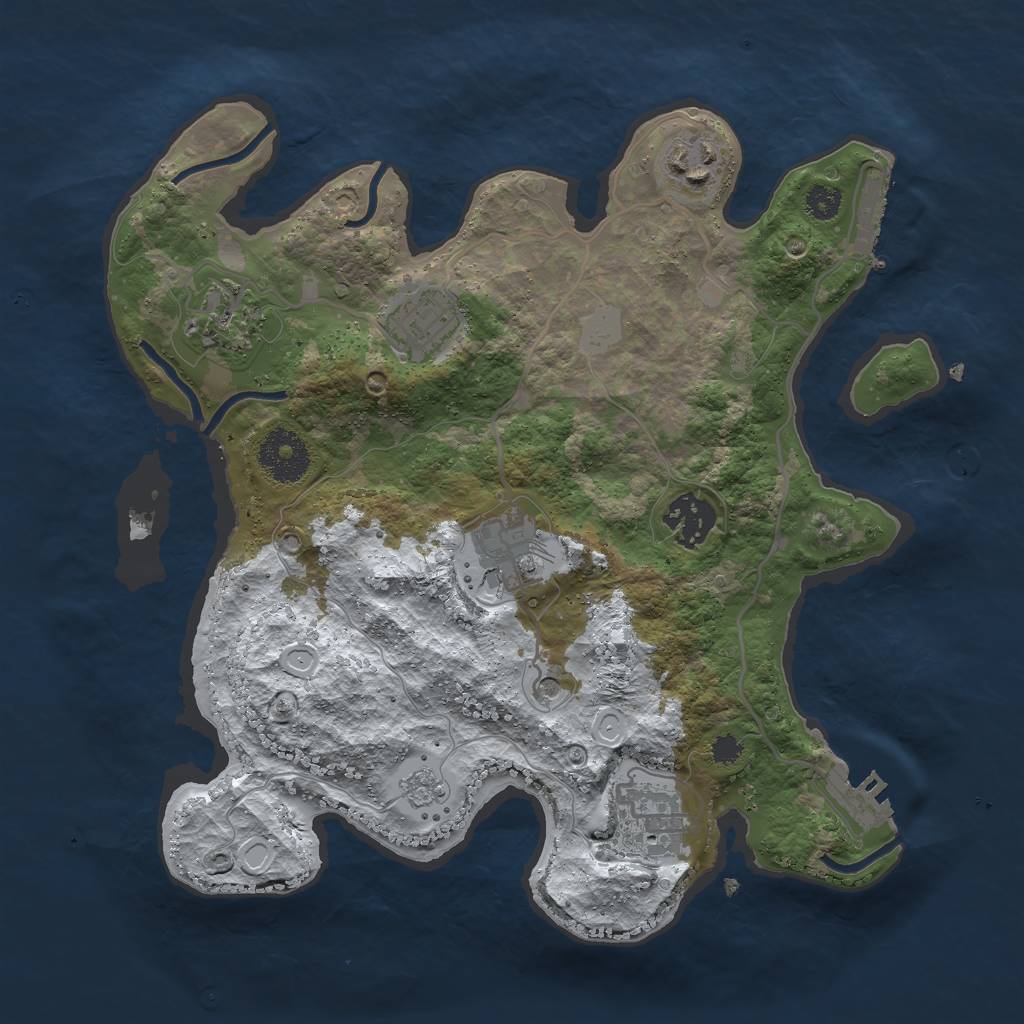 Rust Map: Procedural Map, Size: 3000, Seed: 609724437, 15 Monuments