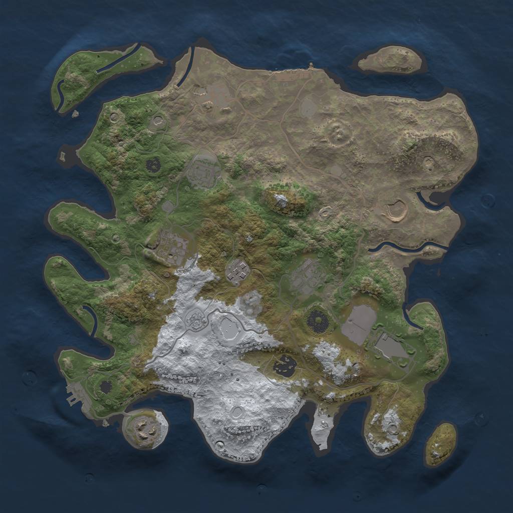 Rust Map: Procedural Map, Size: 3500, Seed: 843717179, 18 Monuments