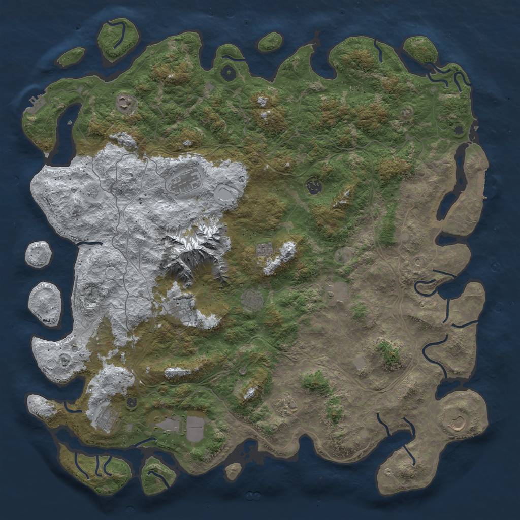 Rust Map: Procedural Map, Size: 5300, Seed: 65000, 20 Monuments