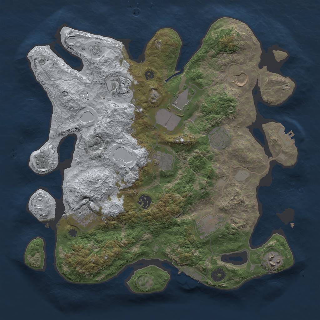 Rust Map: Procedural Map, Size: 3500, Seed: 1533078574, 19 Monuments