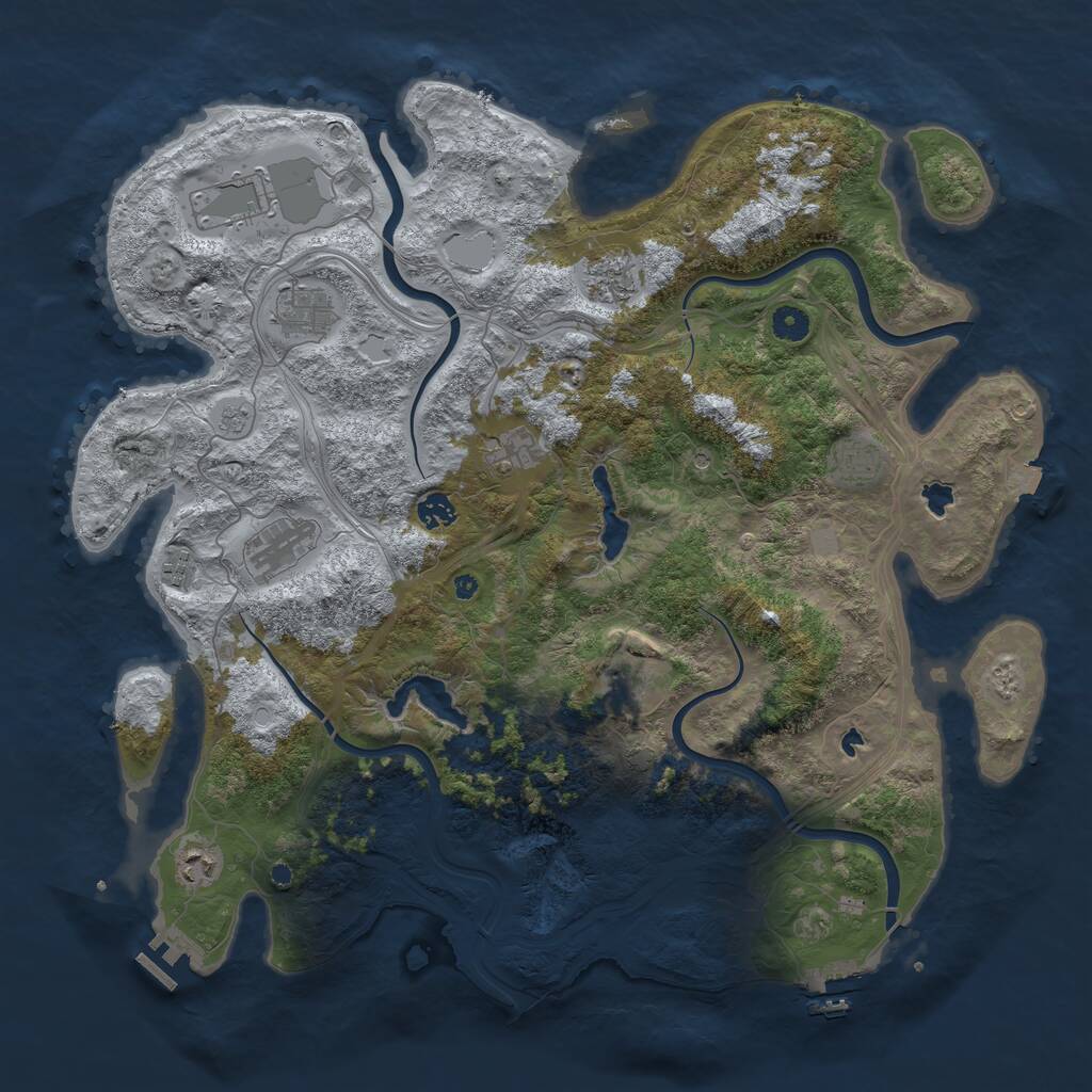 Rust Map: Procedural Map, Size: 4500, Seed: 514292894, 16 Monuments