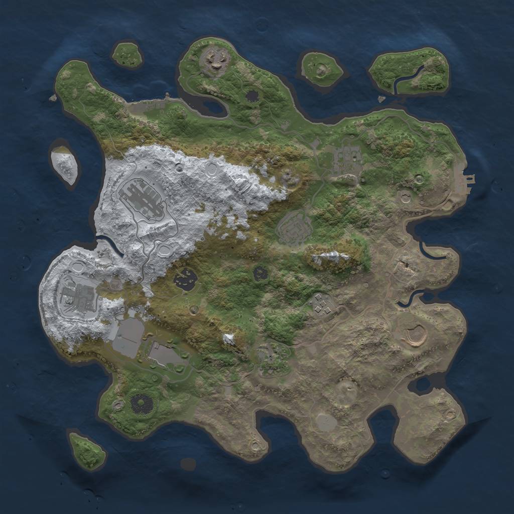 Rust Map: Procedural Map, Size: 3500, Seed: 915150190, 18 Monuments