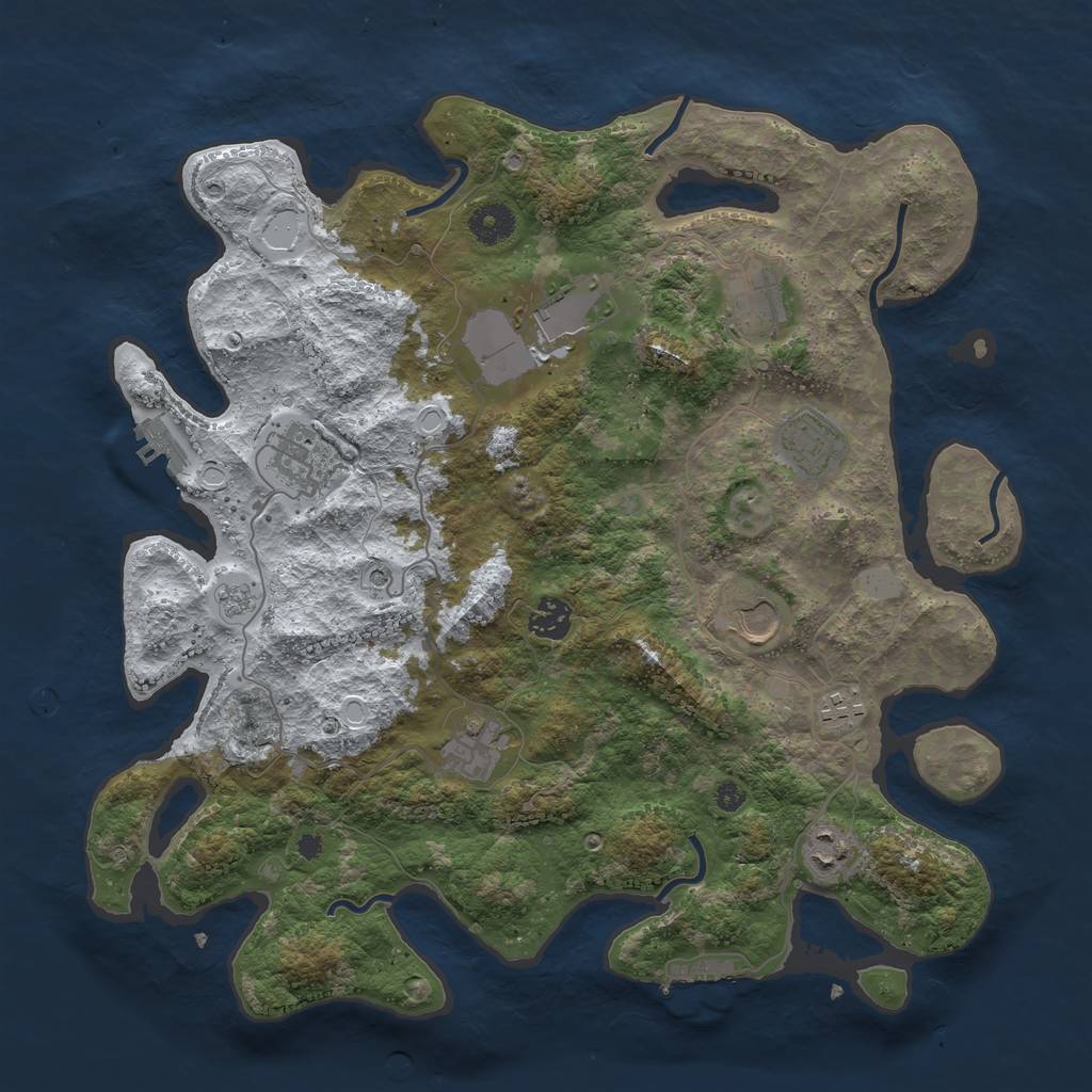 Rust Map: Procedural Map, Size: 3800, Seed: 225760501, 18 Monuments